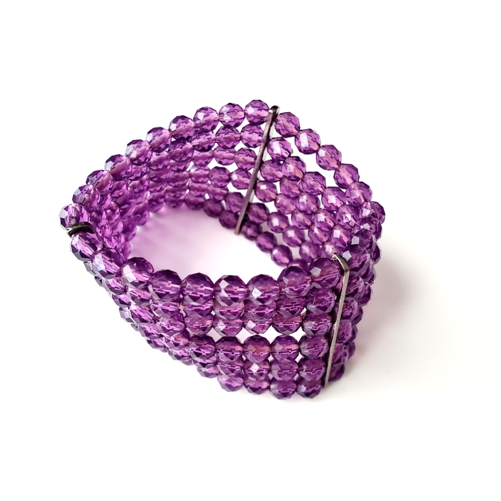 Nwot Wet Seal Purple Multi Layered Stacked Beaded Bracelet
